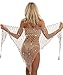 BeadChica Women Crochet Beach Cover up Fishnet Sarong Wrap With Shells Pailletes