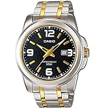 Casio Men's MTP1314SG-1AV Silver Stainless-Steel Quartz Watch with Black Dial