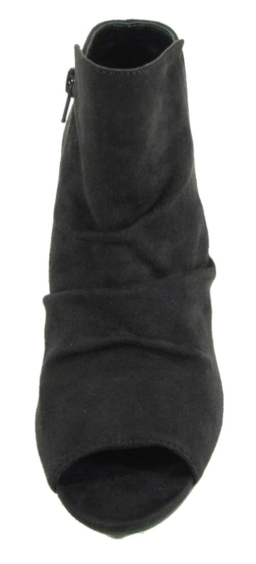 City Classified Women's Wedge Peep Toe Ankle Bootie (7 B(M) US, Black IMSU) - Image 4