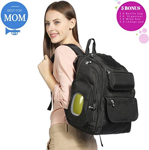Diaper Bag Backpack Baby Newborn Dogs Strollers Organizer for Womens Mens 6 Registry Gifts Set|Multi Function Adult Big Black Handbags Boys Girls Toddlers Female Male Caddy Packs Wallets Strap Stuff