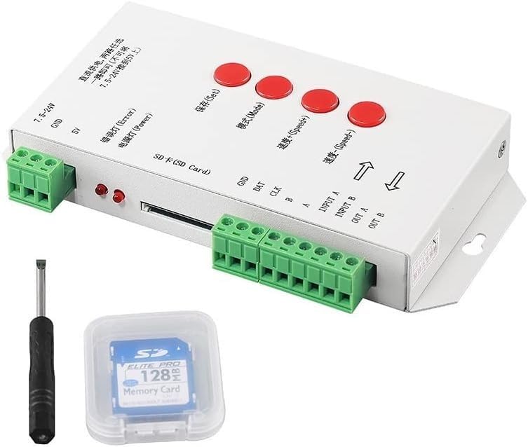 ruimeimei T1000S LED RGB Full Color Programmable Pixel Controller DMX512 SD Card DC5V -24V for WS2811 2801 LPD8806 6803 1903 LED Strip