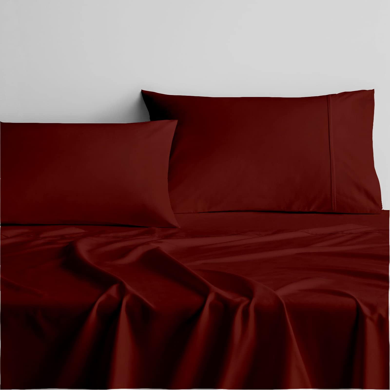 Photo 1 of Cottingon RV King Sheets 72 x 80,Luxury Soft 100% Egyptian Cotton, 4 Pcs Camper Bedding Set to Fit Upto 15" Deep Custom RV Mattress, Burgundy Solid