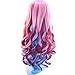 Long Curly Multi Color Rainbow Wig Halloween Anime Cosplay Wigs for Women Girls 24 Inches Long Wavy Heat Resistant Colored Cosplay Costume Lolita Wigs