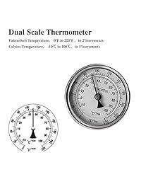 Ferroday Termómetro de acero inoxidable con contratuerca, arandela plana, Junta en O, 0 220° para hervidor de agua