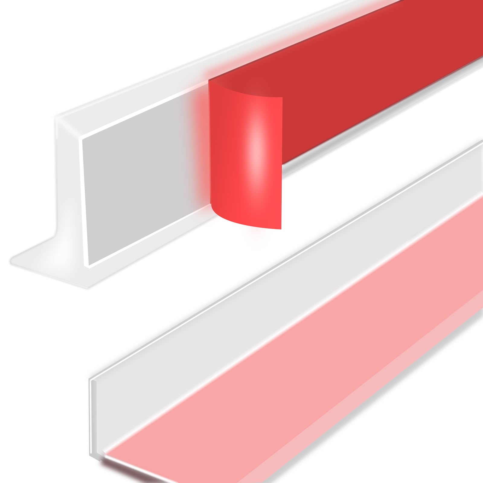 Photo 1 of 39 Inch Shower Threshold Water Dam, Silicone Barrier Shower Door Bottom Seal Strip, Self Adhesive Waterproof Barrier, for Kitchen Countertop Sink, Cooktop, Bathroom?Semitransparent?