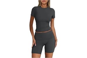 Ruziyoog Womens 2 Piece Lounge Sets Casual Summer Workout Short Matching Clothing Sets Going Out Two Piece Outfits Yoga Gym