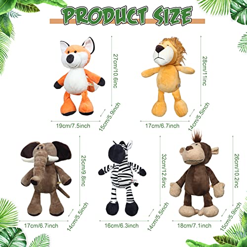 9 Pieces Plush Jungle Animals Toys Safari Stuffed Animals Bundle 9.9
