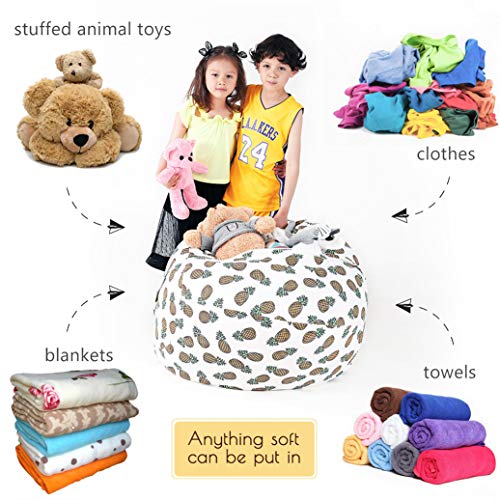 Lukeight Stuffed Animal Storage Bean Bag Chair, Bean Bag Cover for