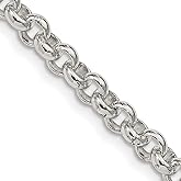 JewelryWeb 925 Sterling Silver Solid Polished 5mm Rolo Chain Necklace 30 Inch Lobster Claw Chain Necklace for Women and Men