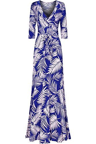 chinese dress ladies Bon Rosy Women's 3/4 Sleeve V-Neck Printed Maxi Faux Wrap Floral Dress  Blush XL at Amazon Women's Clothing store