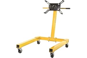 JEGS Engine Stand | Yellow Finish | 1250 LBS Capacity | 360 Degree Adjustable Mounting Head | Easy Assembly | Disassembly | 4 Ball-Bearing Swivel Caster Wheels | Heavy-Duty Square Steel Frame
