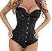 YAQKUOA Womens Corset Plus Size Sexy Lingerie Floral Lace Up Overbust Bustier Top black