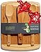 Bamboo Cutting Board Housewarming Gift Set - With Bonus 3-Piece Cooking Utensils - Wooden Spoon, Salad Tongs and Wood Spatula - Mother's Day, Wedding & Kitchen Gadgets Gift Idea