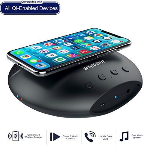 Wireless Charger with Bluetooth speaker Portable Wireless Charging Dock Station for Samsung Galaxy Note 9/S9/8/S8/S7 Edge/S7 iPhone X/8 LG All Qi-Enabled Devices By Myaddlot (black)