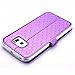 Galaxy S6 Edge Case, ArtMine Quilted Plain Color View Window Function PU Leather Flip Folio Book Style Protective Skin Stand Phone Case Kickstand Feature for Samsung Galaxy S6 Edge (Purple)