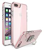 iPhone 7 Plus Case, Style4U Scratch Resistant Shock Absorbent Ultra Slim Crystal Clear Back TPU Bumper Glow In The Dark Case Cover for Apple iPhone 7 Plus with 1 Style4U Ring Holder Kickstand [Pink]