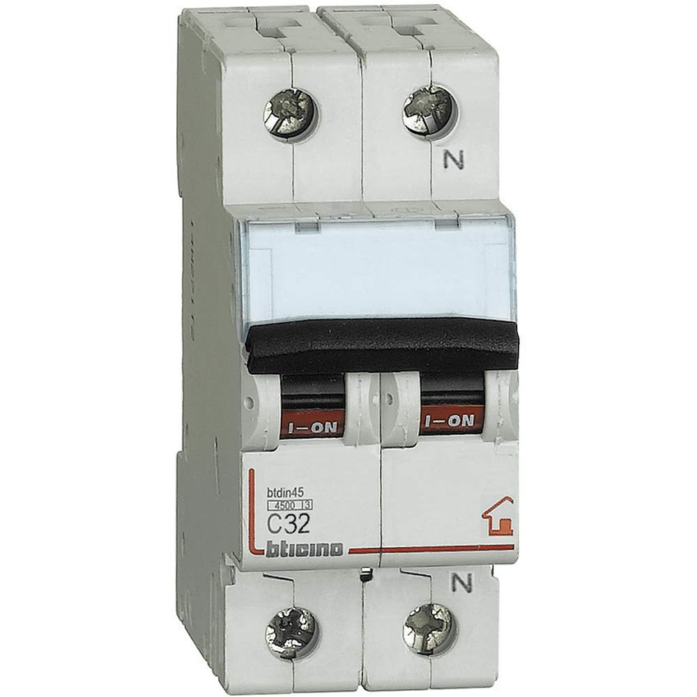 Bticino SFC810NC32 BTDIN-RS Modular Circuit Breaker for Control, Protection Against Short Circuits and Overloads and Sectioning of Electrical Circuits, 2 DIN Modules