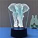 TTqp 3D LED Desk Table Elephant Night Light Lamp 7 Color Touch Lamp Kiddie Kids Children Family Home Office Childrenroom Theme Decoration Two Patterns: Elephant + Christmas Tree