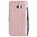 Galaxy S6 Edge Plus Case,Durable Lightweight PU Leather Embossed Flip Cover with Inner Soft Bumper Shockproof Wallet Cover with Magnetic Closure for Samsung Galaxy S6 Edge Plus -Sunflower Rose Gold