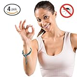 Hoont8482; Natural Mosquito Repellent Faux Leather Braided Bracelet - Pack of 4 / Enjoy Outdoor & Indoor Protection – Special Formulated Natural Plant-derived Ingredients - Fits Adults and Teens