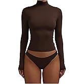 WDIRARA Women's High Neck T Shirts Long Sleeve Slim Fitted Tees Base Layer Top