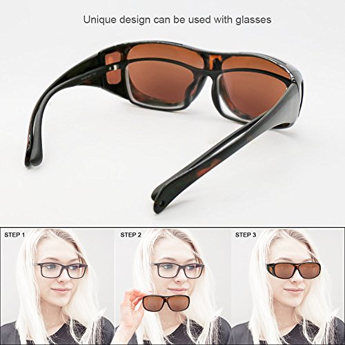 Solar Shield Fits over Glass Sunglasses for Driving Flying Boating Fishing and Snowing by Yonovo,Leopard - Thumbnail 4