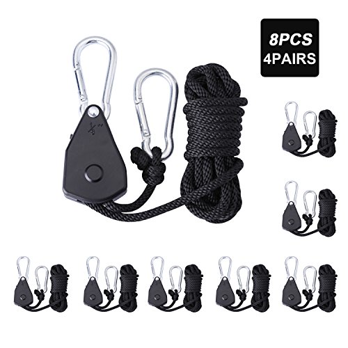 JOMITOP Long Heavy Duty Adjustable Rope Clip Hanger, 8-Feet 150lb Capacity 8-Pack