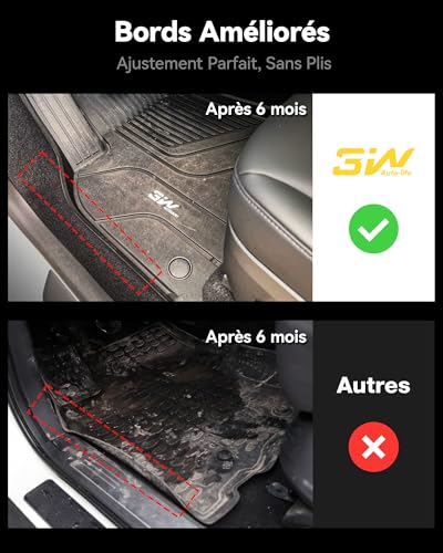 3W Floor Mats for Tesla Model Y 2020-2024 2025(Not Compatible with Con il 2025 Model Y Juniper), TPE Car Mats with Top Carpet and Boot Liner Non-Slip Waterproof