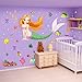 ufengke Colorful Mermaid Underwater World Wall Decals, Children's Room Nursery Removable Wall Stickers Murals