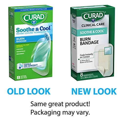 CURAD Soothe & Cool Burn Bandages, Instant Cooling, 1.8