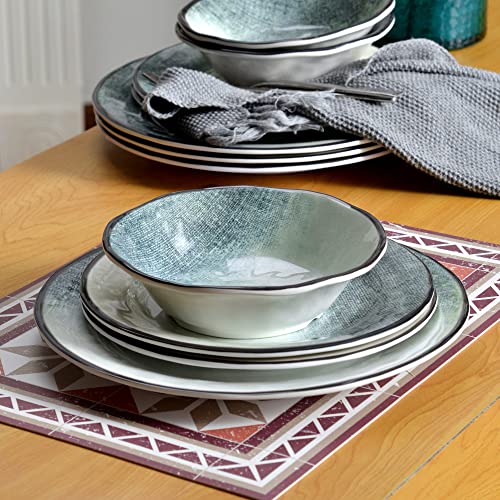 Gufaith Melamine Plates and Bowls Sets,Dinnerware Sets for 4（12 Pcs