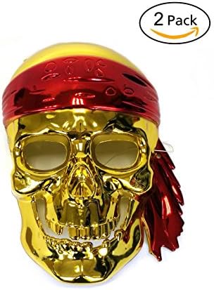 Warmtree toy 2 Pcs Pirate Mask Skull Mask, Gold
