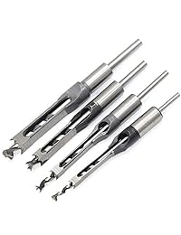 Breynet   Juego de 4 brocas cuadradas para taladro de carpintería, 4 piezas de brocas para taladro de carpintería de 1 4" 2 5" 3 8" 1 2"