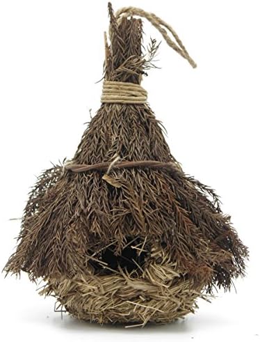 Natura Birdhouse Hanging Grass Weave Rope Pocket with Roof (Pine leaves Big)
