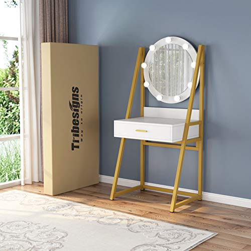 Tribesigns Vanity Table with Swivel Lighted Mirror, Makeup Vanity