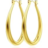 Elegant 18K Gold Plated Hoop Earrings, Classic U-Shape Design, Polished Metal Finish, Fashion Jewelry For Women
