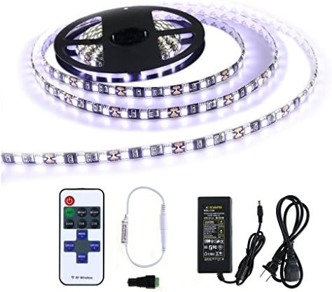 LED Strip Light, Tinkin Light 5050 SMD 300LED Waterproof Flexible DC12V 5M 16.4Ft Cool White Flash Lamp Tape Lighting with Power Supply Adapter for Indoor and Out door Christmas Celebration Decoration