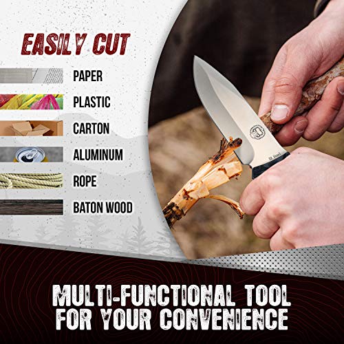 Survival Camping Knife | Fixed Blade Hunting Knife with Sheath | Bowie Knife with Fire Starter, G10 Scraper & Paracord | Bushcraft Outdoor Military Knife |Full Tang Tactical Survival Knife Kit in Box