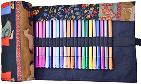 ZLMBAGUS Canvas Pencil Wrap, Pencils Roll Pouch Case Hold For 72 Colored Pencils ( Pencils are not included )-Pepi Tree,72 Holes