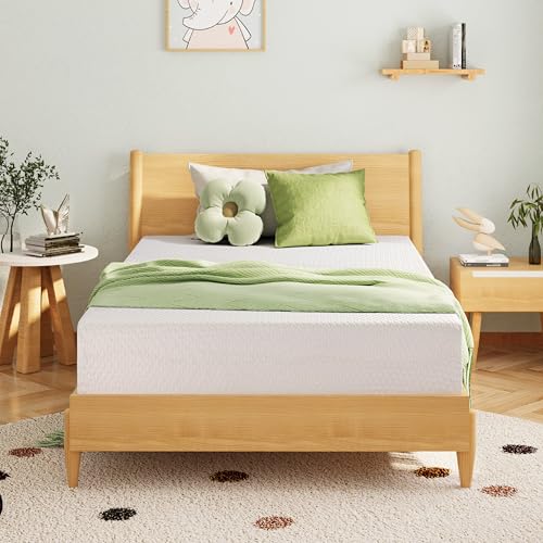 EGOHOME 5 INCH TWIN MATTRESS FOR KIDS, MEMORY FOAM MATTRESS WITH COOLING GREEN TEA GEL, RELIEVE PRESSURE WITH MEDIUM FIRM SUPPORT, CERTIPUR-US CERTIFIED, 75”L X 38”W, WHITE