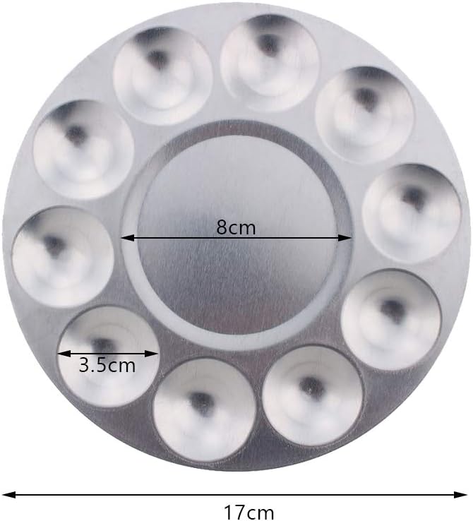 Aluminium Paint Mixing Palette, 10 Compartments, Watercolour Oil Paint Tray, Silver - Image 3
