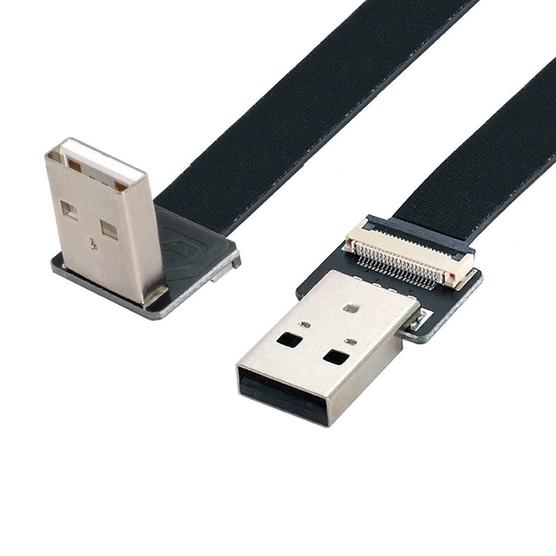ChenYang CY USB 2.0 Type-A Male to Type-A Male Data Flat Slim FPC Cable 90 Degree Down Angled for FPV & Disk & Scanner & Printer 20CM