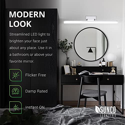 Sunco Lighting Modern Vanity Light Fixture, LED Bathroom Bar Lights