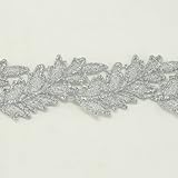 Silver metallic lace trim metallic ribbon trim by the yard for fabric Millinery accent motif scrapbooking card making lace decoration baby headband hair accessories dress accessories Bridal beaded trim by Annielov trim #294