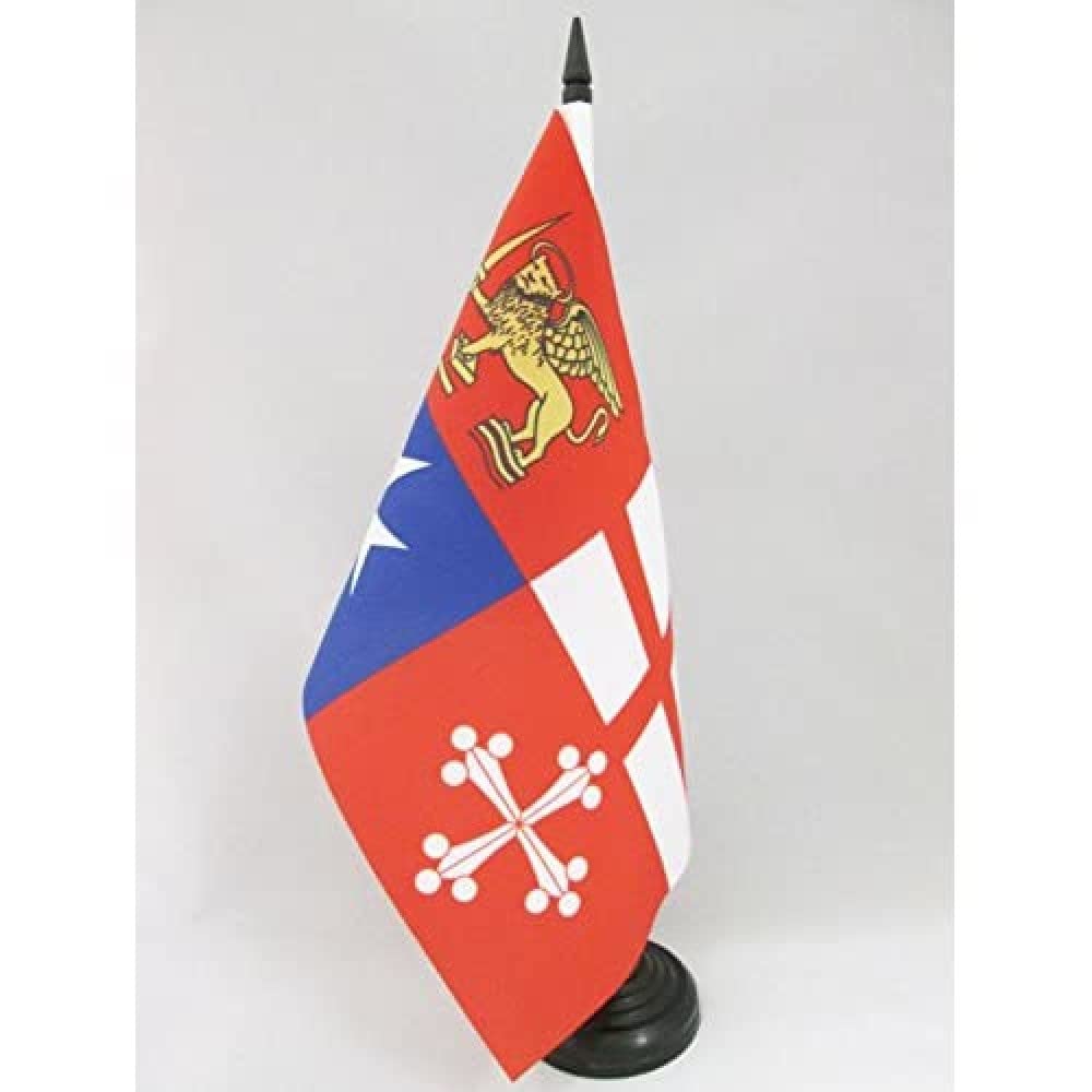AZ FLAG Italy 4 maritime republics Table Flag 5'' x 8'' - italian navy Office Decoration 100% Polyester 21 x 14 cm - Mini Desk Flag with Pole and Black Plastic Base