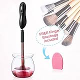 LEPO Upgrade Makeup Brush Cleaner and Dryer, Electric Automatic Makeup Brush Cleansing Tool with Free Finger Brushegg, Cleans and Dries Makeup Brushes in Minutes, (Black)