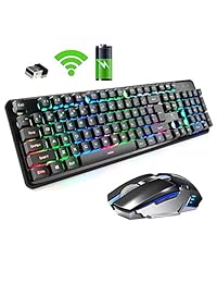 Teclado y ratón recargables con tecla suspendida con retroiluminación de 2,4 G inalámbrico para teclado y ratón, lámpara de respiración ajustable para ordenador portátil y Mac