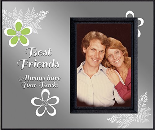 Besties Picture Frame | Best Friends Always Have Your Back! | Tabletop Size 8.25 x 7 in | Holds 3.5 x 5 Photo | Innovative Front-Load Design | Black