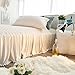 LIFEREVO Luxury Pom Poms Velvet Bed Skirt, Cream Velvet Wrap Around Bedspread, Diamond Quilted Fitted Bed Sheet with Bedskirt, 18 Inch Drop Dust Ruffle Decorative Bed Skirt Pompoms Fringe(King, Beige)