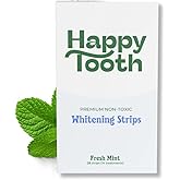 Happy Tooth Natural Teeth Whitening Kit, Strips for Sensitive Teeth, Enamel Safe, Dentist Formulated, Fluoride Free, Natural Ingredients, Gentle Daily Use, 28 Strips, 14 Treatments, Fresh Mint Flavor